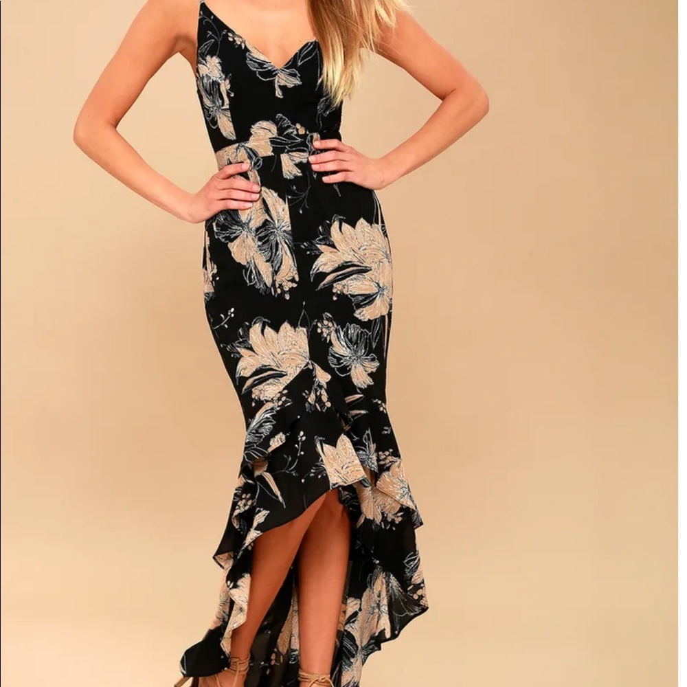 Lulus Floral Daylily High Low Dress